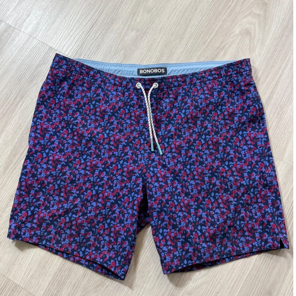Bonobos Mens Floral Swim Trunks Purple Red 7 Inch Inseam BSM10930N Medium